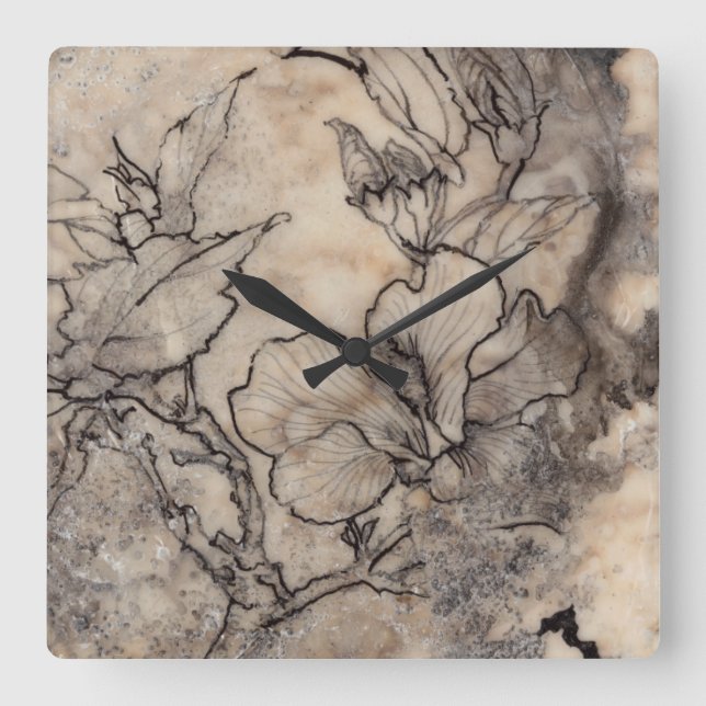 Tattooed Floral I Square Wall Clock (Front)