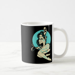 Tattooed Goth Pin-up Girl Horror Ghost Moon Rockab Coffee Mug