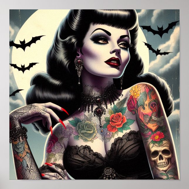 Tattooed Gothic Woman Poster (Front)