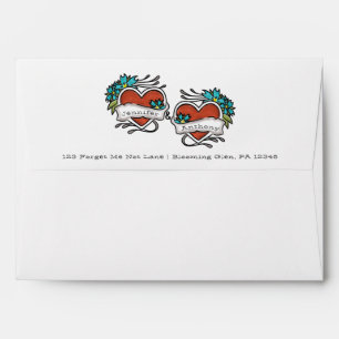 Tattooed Hearts, Tattoo Graphic Wedding Envelope