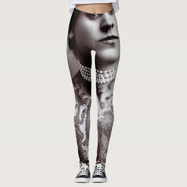 Tattooed Lady Maud Wagner 1907 Vintage Leggings (Front)