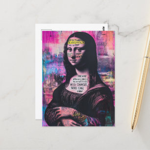 Tattooed Mona Lisa Mixed Media Collage Postcard