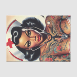 Tattooed Nurse Pin-up Tissue Paper