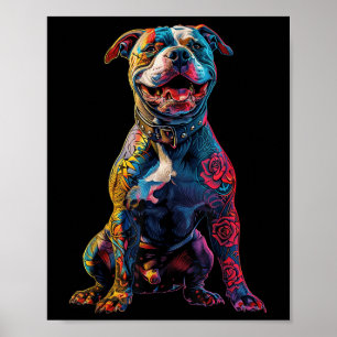 Tattooed Pitbull Dog Tattoos Pitbull Tattooed Dog  Poster