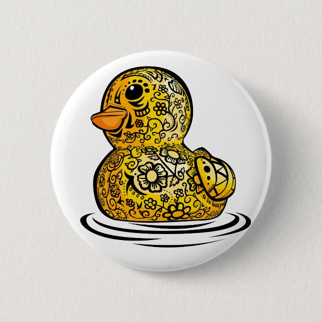 Tattooed Rubber Duck 6 Cm Round Badge (Front)