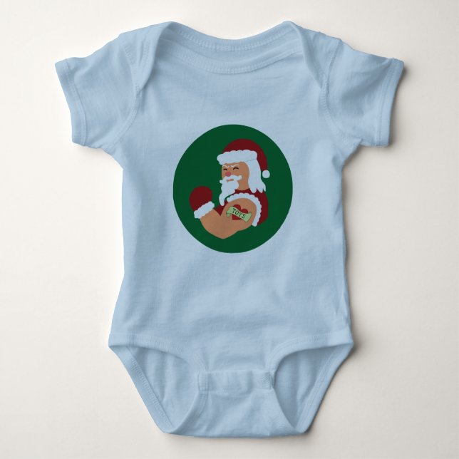 Tattooed Santa Baby Clothes Baby Bodysuit (Front)
