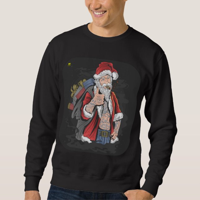 TATTOOED SANTA CLAUS GIVING THUMBS UP SWEATSHIRT (Front)
