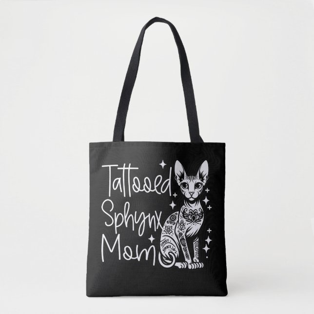 Tattooed Sphynx Mum Cat Gift Tote Bag (Front)