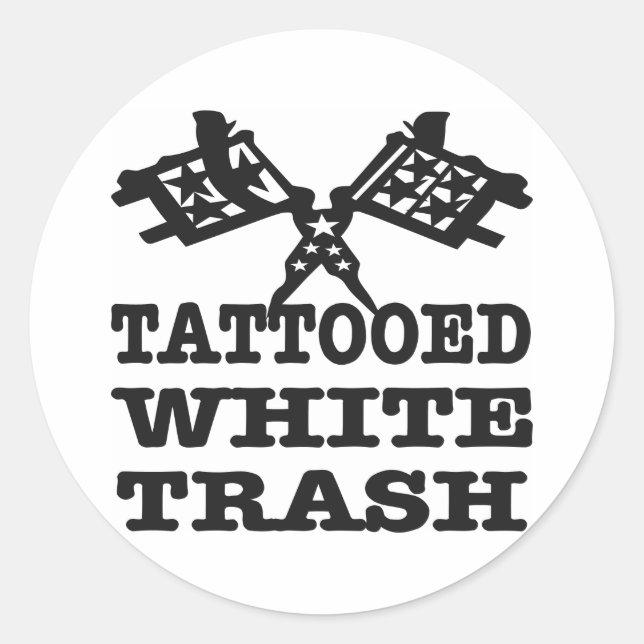 Tattooed White Trash Classic Round Sticker (Front)
