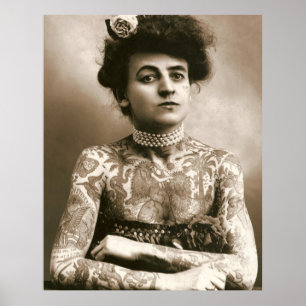 Tattooed with Pearls, Victorian Lady Poster