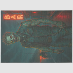 Tattooed Zombie Biker   Gothic Halloween Undead  Tissue Paper