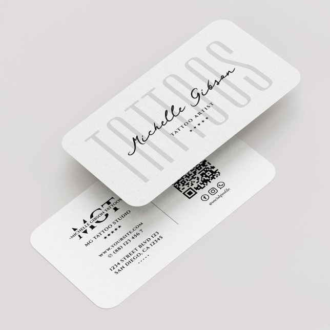 Tattooist Tattoo Artist Tattoos Minimal White Business Card (Tattooist Tattoo Artist Tattoos Minimal White Business Card
)