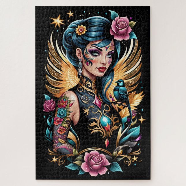 Tattoos And Roses 2 Jigsaw Puzzle (Vertical)