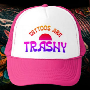 Tattoos Are Trashy – Bright Rainbow Typography Trucker Hat