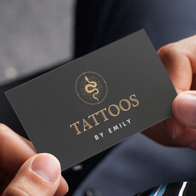 Tattoos By Your Name Elegant Mystic Snake Black Business Card (Creator Uploaded)