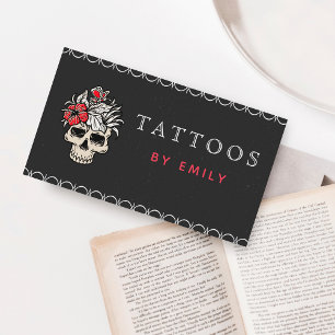 Tattoos By Your Name Floral Skull & Butterfly Cool Business Card