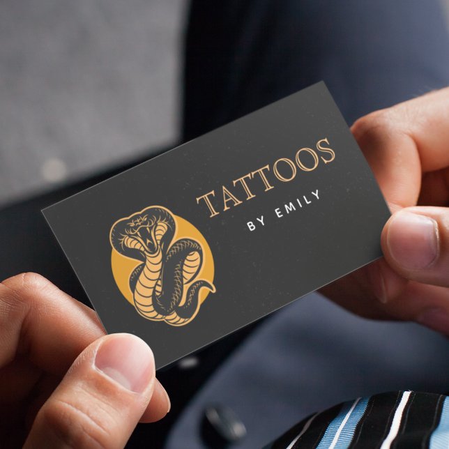 Tattoos By Your Name Mystical Snake Reptile Black Business Card (Creator Uploaded)