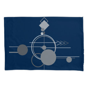 Tattoos Line Art Abstract Navy Blue Dark Grey Pillowcase