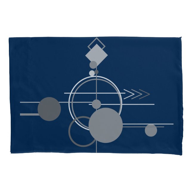 Tattoos Line Art | Abstract Navy Blue Dark Grey Pillowcase (Front)