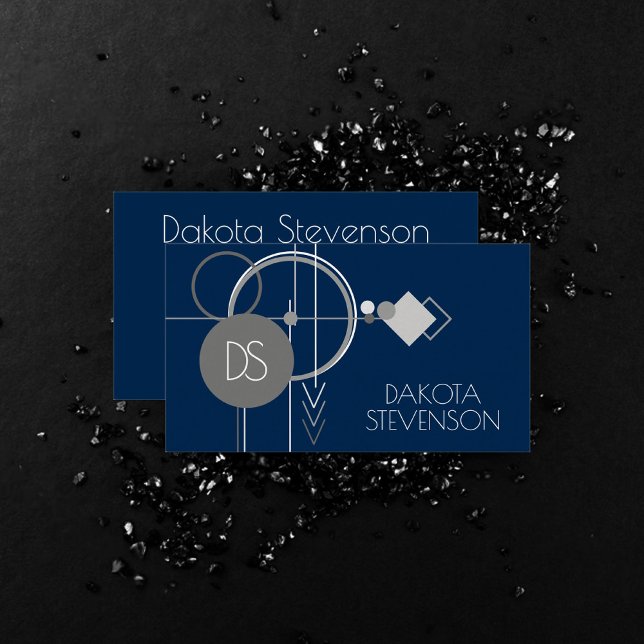 Tattoos Line Art | Abstract Navy Blue Grey Custom Calling Card (Creator Uploaded)