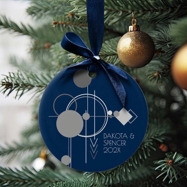 Tattoos Line Art | Navy Blue Gray Custom Keepsake Ceramic Ornament (Creator Uploaded)