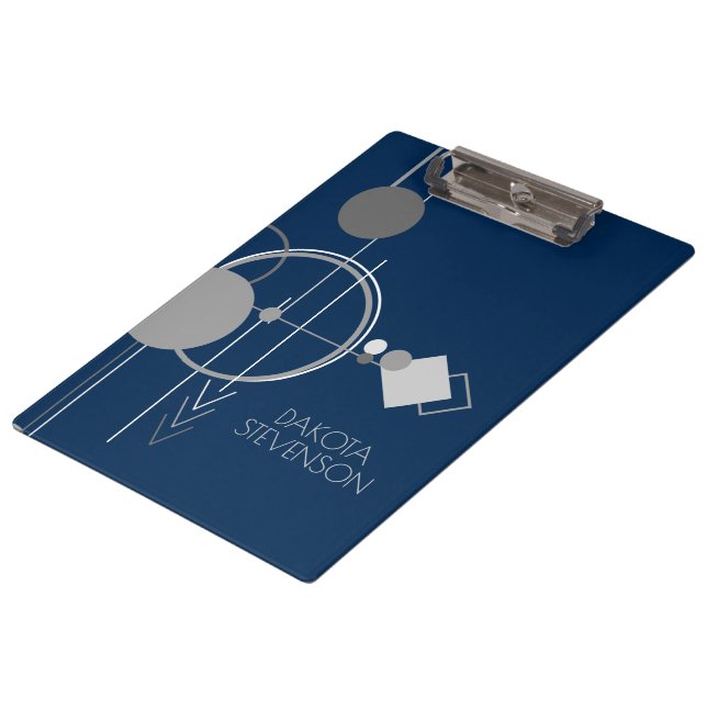 Tattoos Line Art | Navy Blue Grey Custom Branding Clipboard (Angled)