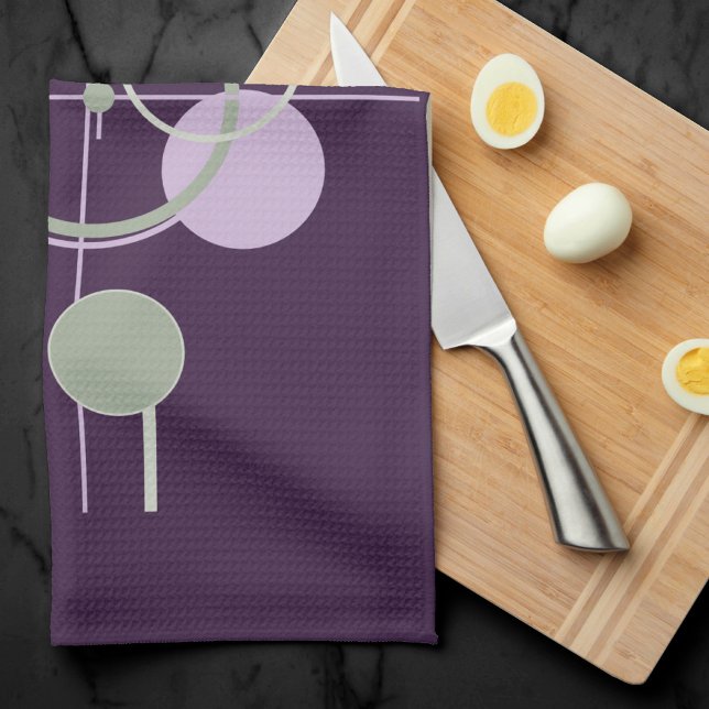 Tattoos Linework | Bohemian Purple Green Abstract Tea Towel (Creator Uploaded)