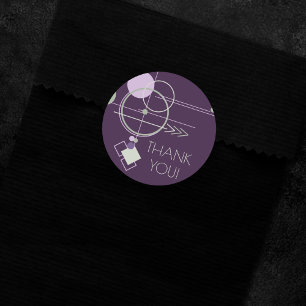 Tattoos Linework Bohemian Purple Green Thank You Classic Round Sticker