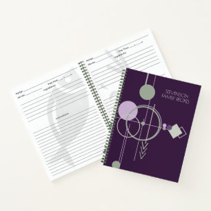 Tattoos Linework Purple Green Recipe Notebook