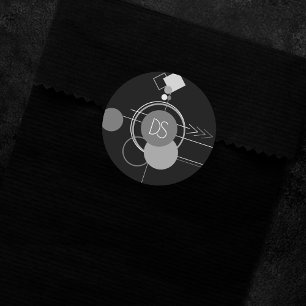 Tattoos Modern Art Deco   Black and Grey Branding Classic Round Sticker