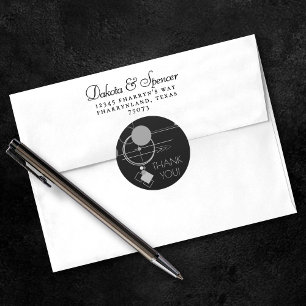 Tattoos Modern Art Deco   Black and Grey Thank You Classic Round Sticker