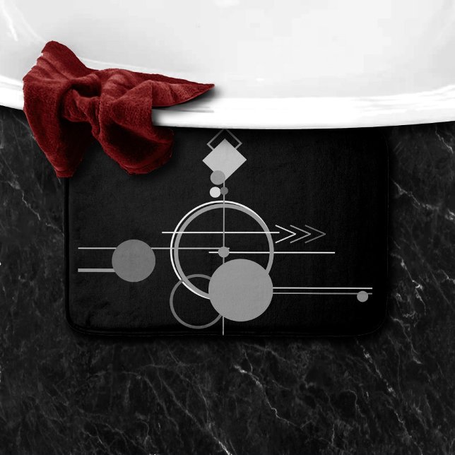 Tattoos Modern Art Deco | Monochrome Minimalism Bath Mat (Creator Uploaded)