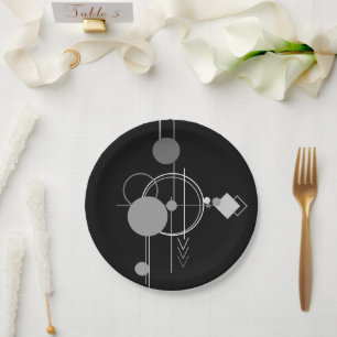 Tattoos Modern Art Deco   Monochrome Minimalism Paper Plate