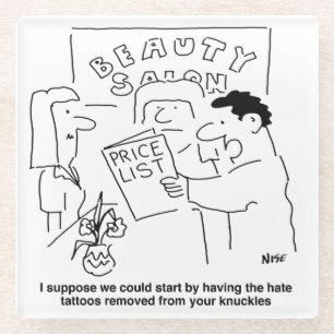 Tattoos Removal at Beauty Salon Theme. Funny Glass Coaster