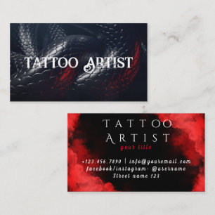 Tattoos Simple Black & White Elegant Business Card