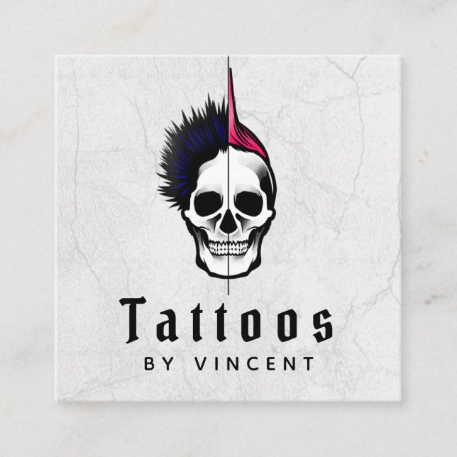 Tattoos Tattoo Master Skull Gothic Social Media Square Business Card (Front)