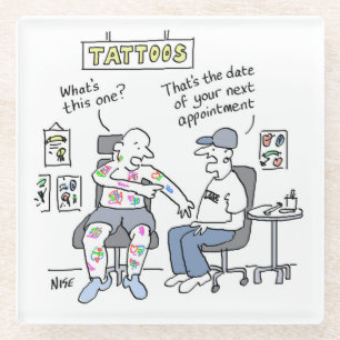 Tattoos Theme Funny Tattooist Glass Coaster