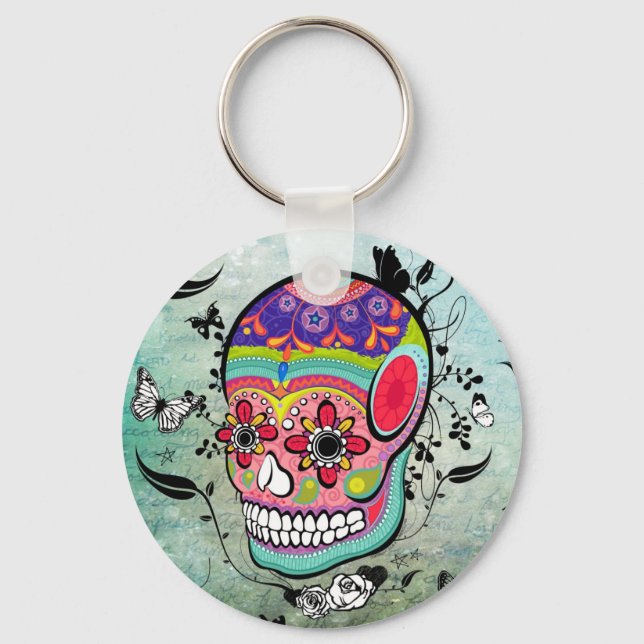 Tatttoo Urban Muerte Day of the Dead Illustration Key Ring (Front)