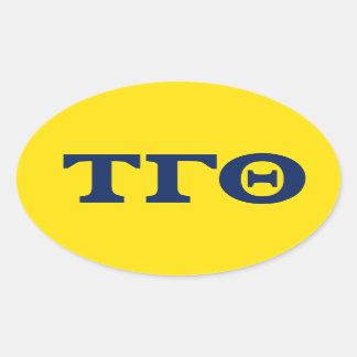 Tau Gamma Theta Oval Stickers - Blue on Yellow