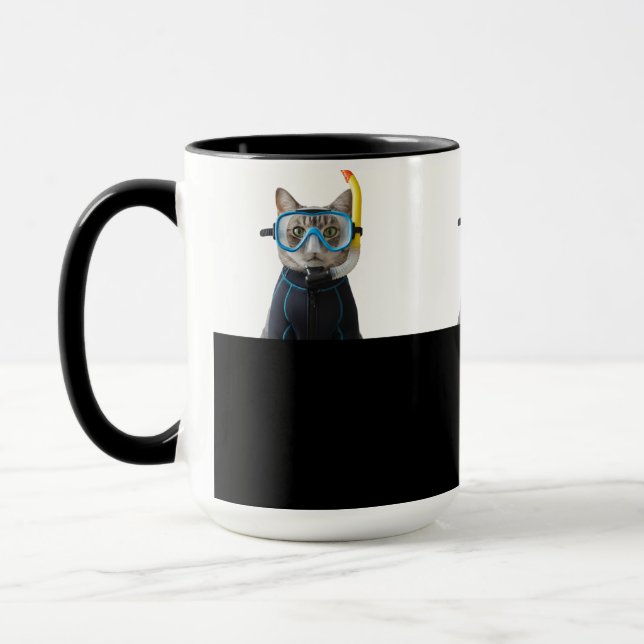 Taucher Katze,Taucheranzug und Schnorchel Mug (Left)