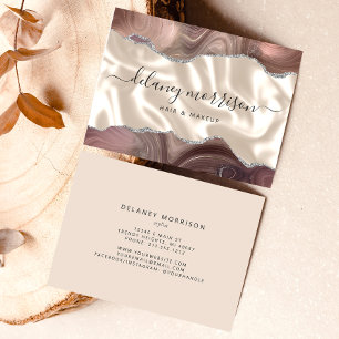 Taupe Agate Ivory Silk Luxury Business Card