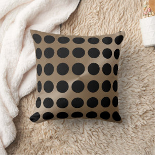 Taupe and Black Big Dots Modern Pattern Cushion