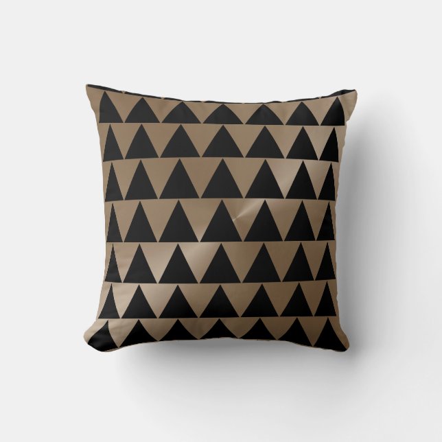 Taupe and Black Modern Pattern Cushion (Front)