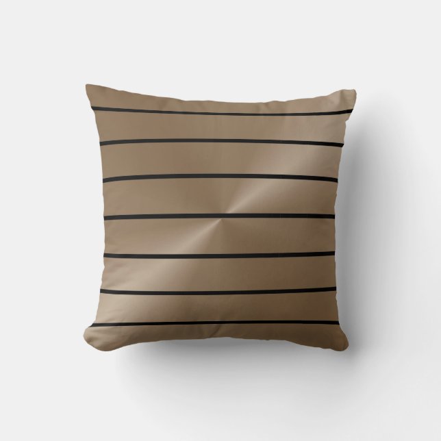 Taupe and Black Pencil Stripe Cushion (Front)