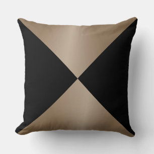 Taupe and Black Triangle Modern Print Cushion