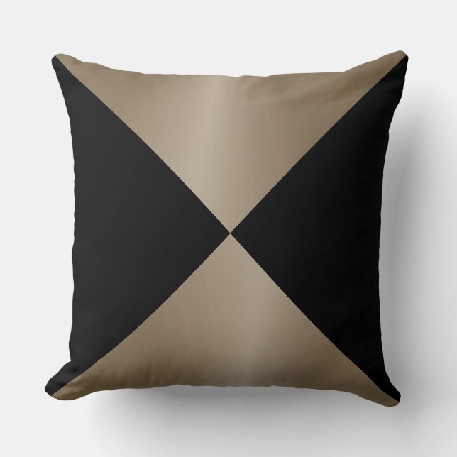 Taupe and Black Triangle Modern Print Cushion (Front)