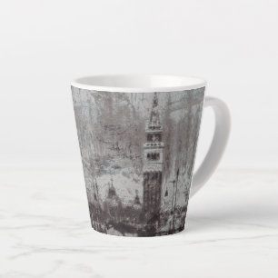 Taupe and Cyan Distressed Skyline Venice Italy Latte Mug