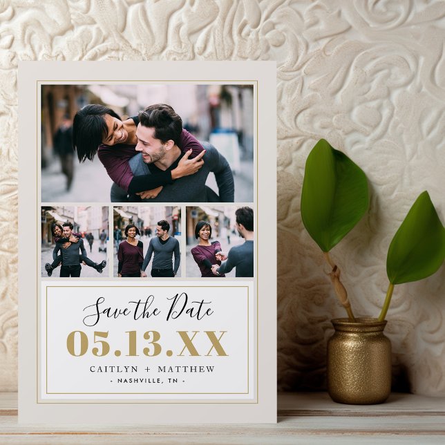 Taupe and Gold 4 Photo Save the Date (Creator Uploaded)