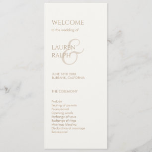 Taupe and Ivory Monogram Welcome Wedding Program