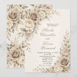 Taupe and Ivory Wedding Invitation